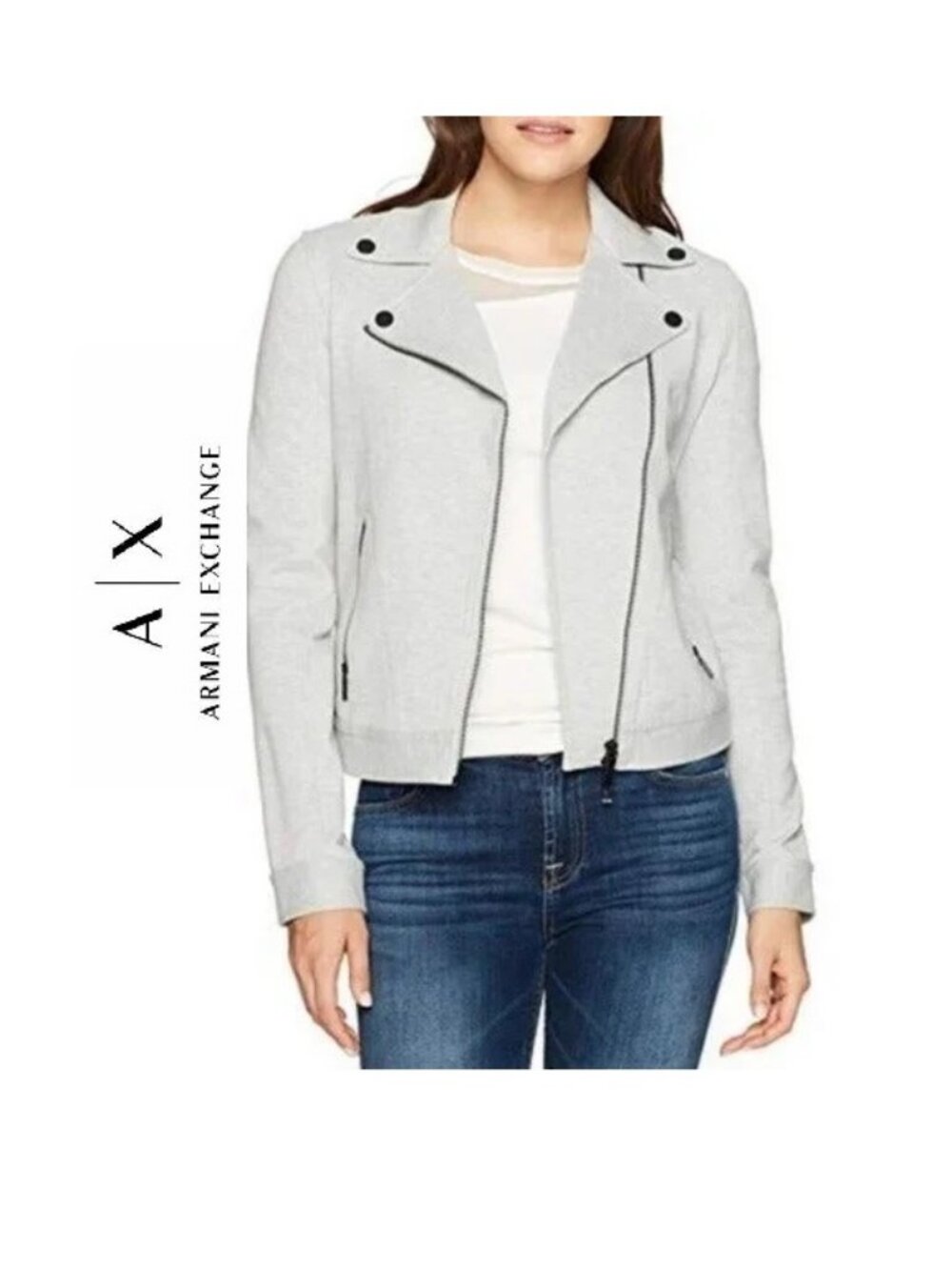 A | X ARMANI EXCHANGE GREY MOTO JACKET sz L